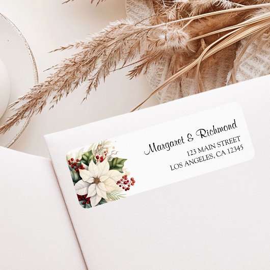 White Poinsettia Rustic Winter Wedding Address