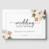 White Poinsettia Rustic Winter Wedding Guest Book Gästebuch (Vorderseite)
