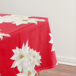 White Poinsettia Tableclout Tischdecke