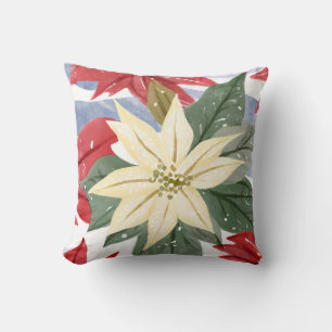 White Poinsettia Weihnachtsferien Winter Kissen