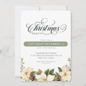 White Poinsettia Weihnachtsfest Party Einladung (Vorderseite)