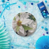 White Poinsettia Weihnachtsfest Party Pappteller (Party)