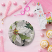 White Poinsettia Weihnachtsfest Party Pappteller (Party)