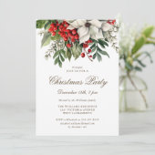 White Poinsettia Winter Berries Weihnachtsfest Par Einladung (Stehend Vorderseite)