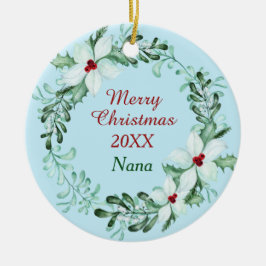 White Poinsettia Wreath Nana Fotovorlage Keramik Ornament
