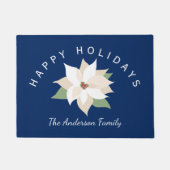 White Poinsettias, Happy Holidays, Personalisiert Fußmatte (Vorderseite)