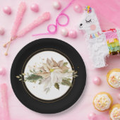 White Poinsettias & Imitate Gold Glitzer Blätter Pappteller (Party)