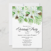 White Poinsettias | Pinecones Weihnachtsgebäck Par Einladung (Vorderseite)