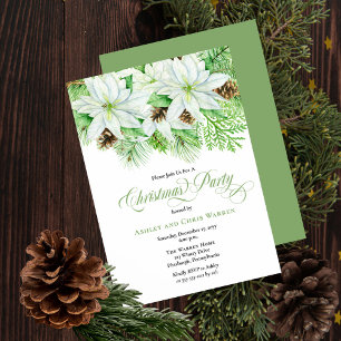 White Poinsettias   Pinecones Weihnachtsgebäck Par Einladung