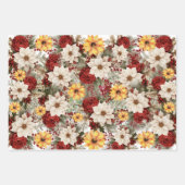 White Poinsettias & Sonnenblumen Weihnachten Geschenkpapier Set (Vorderseite)