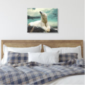 White Polar Bear Hunter auf Felsen Leinwanddruck (Insitu (Schlafzimmer))