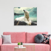 White Polar Bear Hunter auf Felsen Leinwanddruck (Insitu (Wohnzimmer))