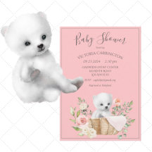 White Polar Bear Watercolor Kinderdusche Einladung