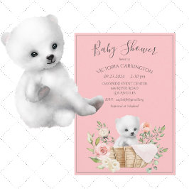 White Polar Bear Watercolor Kinderdusche Einladung