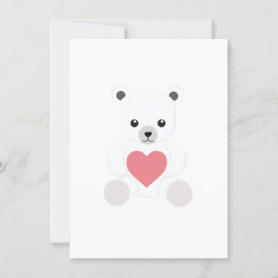 White Polar Teddy Bär mit Herzkarte Feiertagskarte