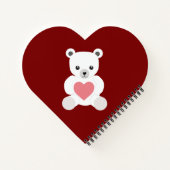 White Polar Teddy Bear mit Heart Notebook Notizblock (Rückseite)