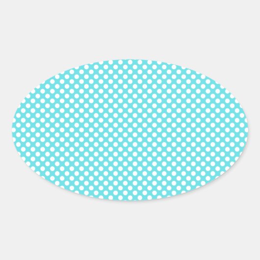 White Polka Dot auf blau Ovaler Aufkleber (Vorderseite)