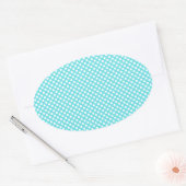 White Polka Dot auf blau Ovaler Aufkleber (Umschlag)