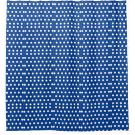 White Polka Dot auf blauem Hintergrund Duschvorhang