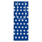 White Polka Dot auf blauem Hintergrund Geschenktüte Für Weinflaschen (Vorderseite)