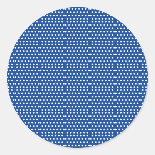 White Polka Dot auf blauem Hintergrund Runder Aufkleber (Vorderseite)