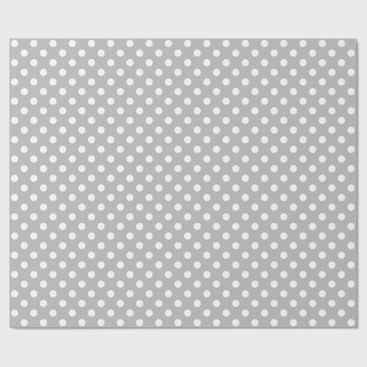 White Polka Dot auf grauem Medium Space Geschenkpapier (Flach)