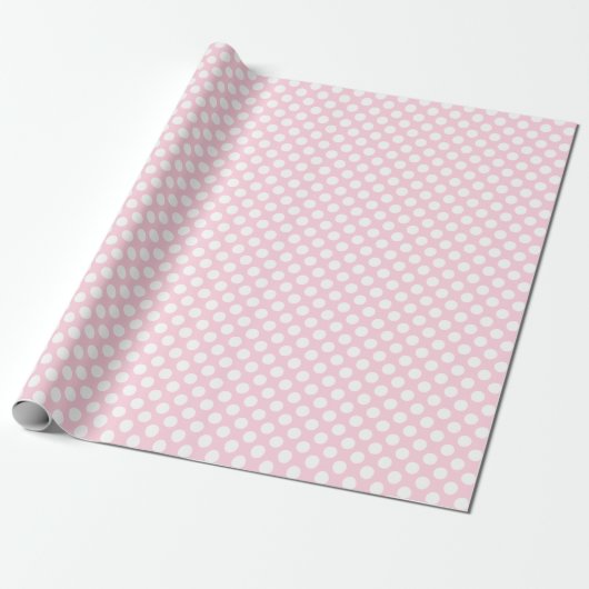 White Polka Dot auf hellrosa Wrapping Paper Geschenkpapier (Ungerollt)