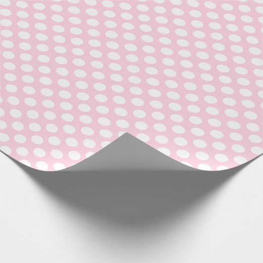White Polka Dot auf hellrosa Wrapping Paper Geschenkpapier (Ecke)