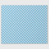White Polka Dot auf Light Blue Medium Space Geschenkpapier (Flach)