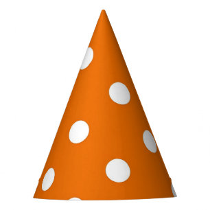 White Polka Dot auf Orange Party Hat Partyhütchen