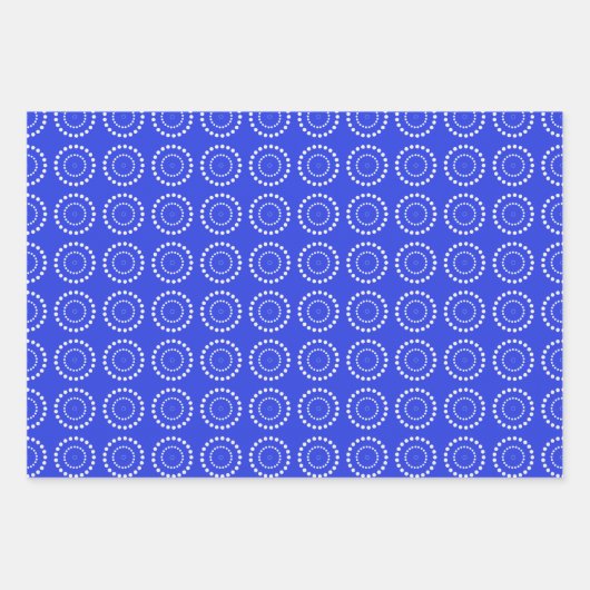 White Polka Dot auf rot, blau, grün Geschenkpapier Set (Vorderseite 3)