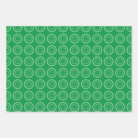 White Polka Dot auf rot, blau, grün Geschenkpapier Set (Vorderseite 2)