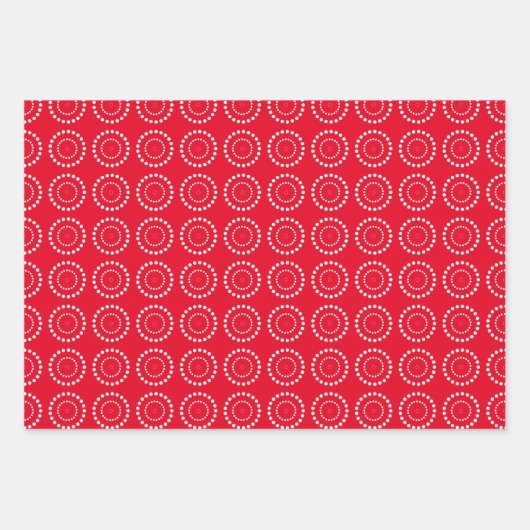 White Polka Dot auf rot, blau, grün Geschenkpapier Set (Vorderseite)