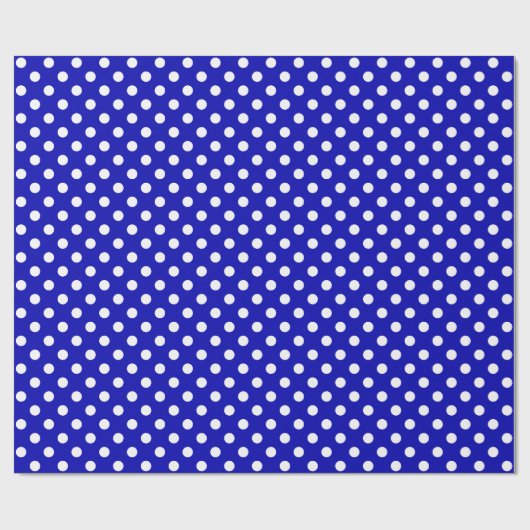 White Polka Dot auf Royal Blue Medium Space Geschenkpapier (Flach)
