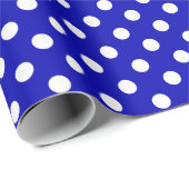 White Polka Dot auf Royal Blue Medium Space Geschenkpapier (Rolleneckpunkt)