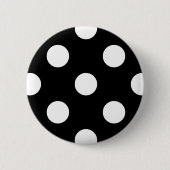 White Polka Dot auf schwarzem Muster Button (Vorderseite)