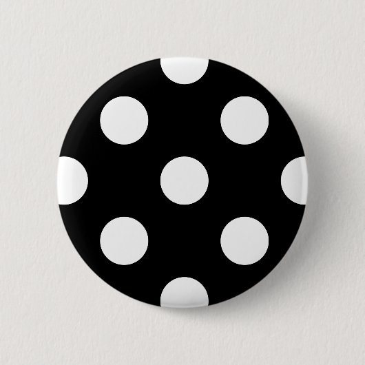 White Polka Dot auf schwarzem Muster Button (Vorderseite)