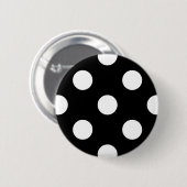 White Polka Dot auf schwarzem Muster Button (Vorne & Hinten)