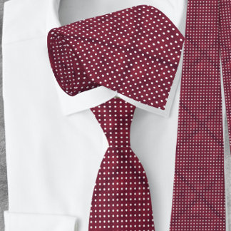 White Polka Dot Burgundy Red NeckTie Krawatte