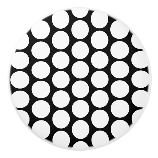White Polka Dot Design Keramikknauf (Vorderseite)