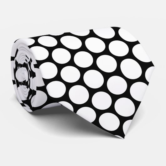 White Polka Dot Design Krawatte (Gerollt)