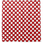 White Polka Dot Design on Red - Duschvorhang (Vorderseite)