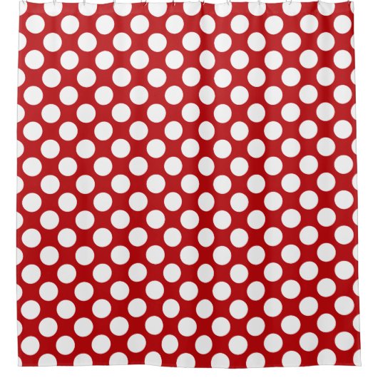 White Polka Dot Design on Red - Duschvorhang (Vorderseite)