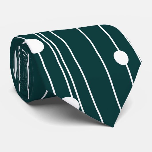 White Polka Dot Pattern auf dunkelgrüner Krawatte (Gerollt)