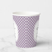 White Polka Dot Pattern Oh Baby Dusche Dusty Lilac Pappbecher (Rechts)