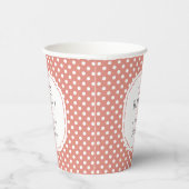 White Polka Dot Pattern Oh Baby Shower Dusty Rose Pappbecher (Rechts)