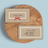 White Polka Dot Red Ribbon Social Media Kraft Visitenkarte