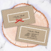 White Polka Dot Red Ribbon Social Media Kraft Visitenkarte