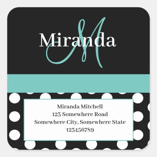 White Polka Dot Rücksendeadresse Squash Quadratischer Aufkleber (Vorderseite)