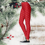 White Polka Dot Snow Red Christmas Leggings<br><div class="desc">Helle Leggings in Rot und Weiß mit weißen Polka Punkten. Ideal für Freizeit und Sport für Frauen jeden Alters.</div>